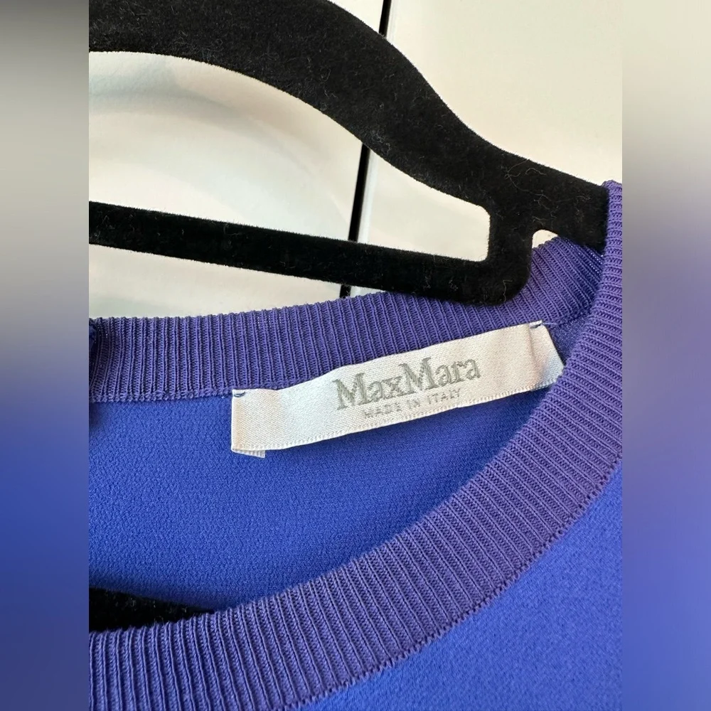 MaxMara Cobalt Blue Sheath Column Silk Blend Midi Dress (Size 40IT/6US)